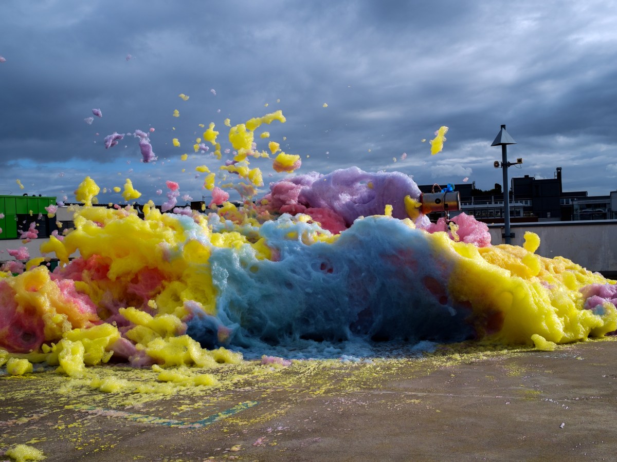 colored car park, foam-action during day and night, HBF, Schau-Raum,&nbsp;Münster