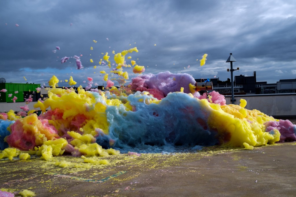colored car park, foam-action during day and night, HBF, Schau-Raum,&nbsp;Münster